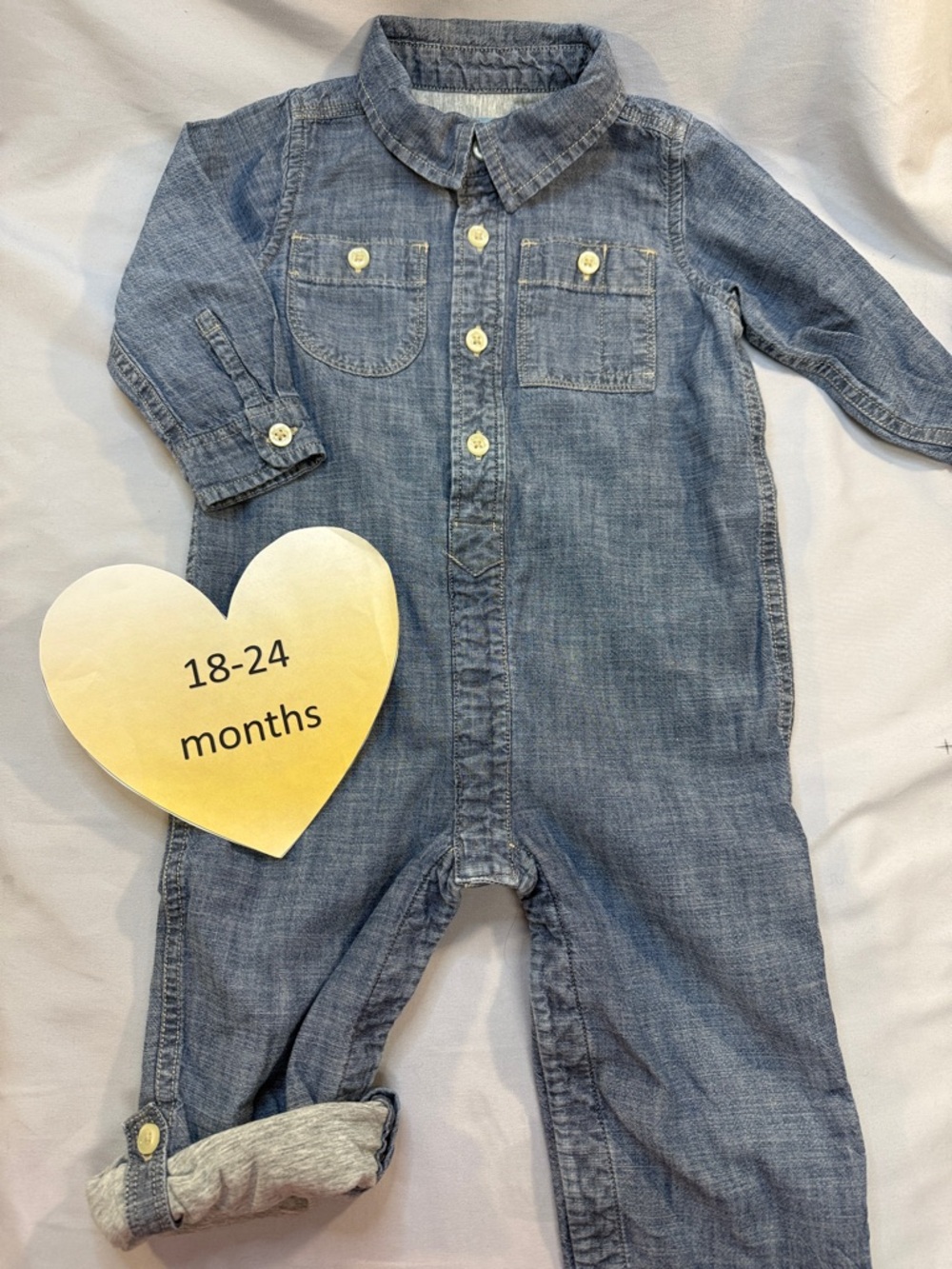 GAP Light Chambray Button-Front Romper